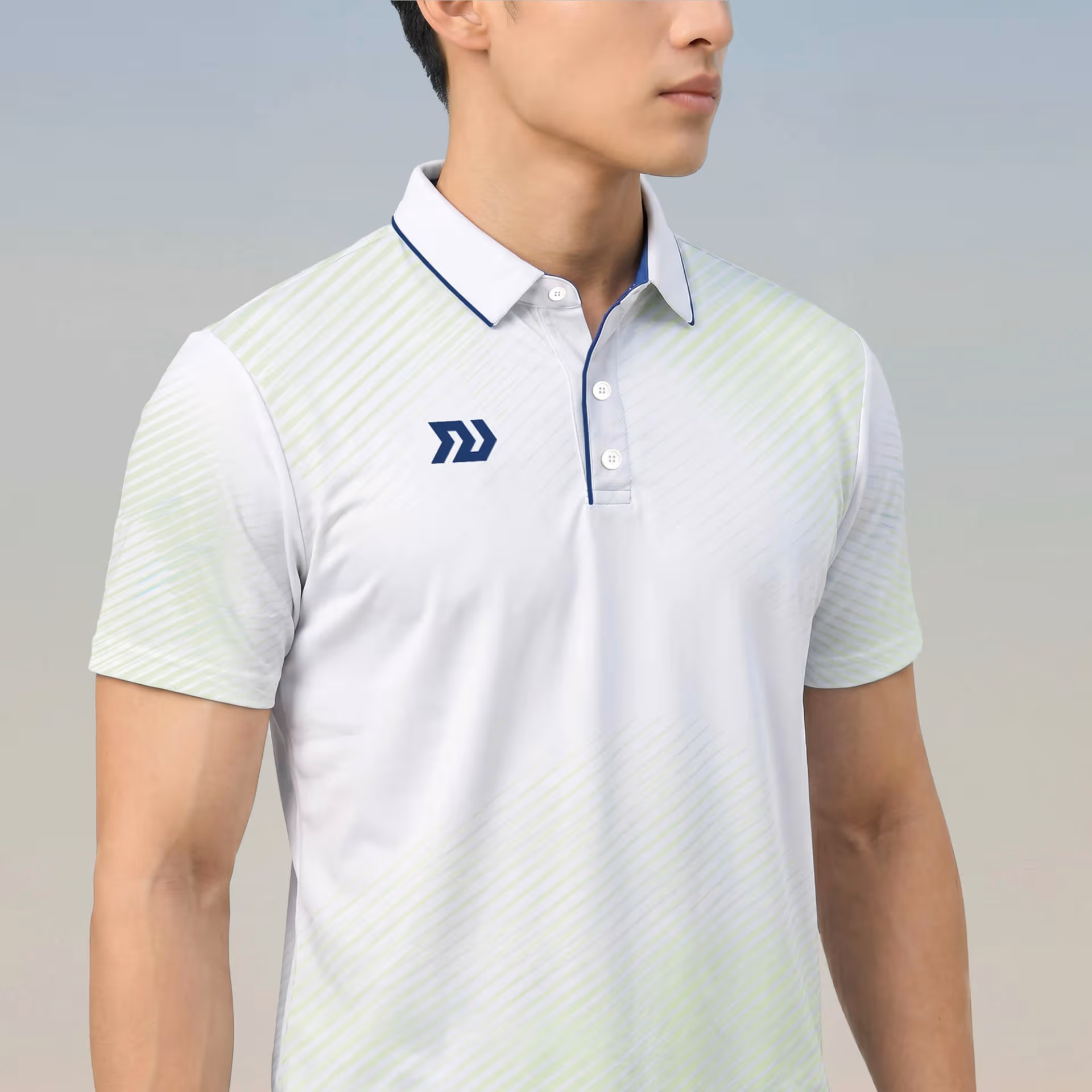Áo thể thao cổ trụ Nam Bulbal Draco Trắng Lá 2