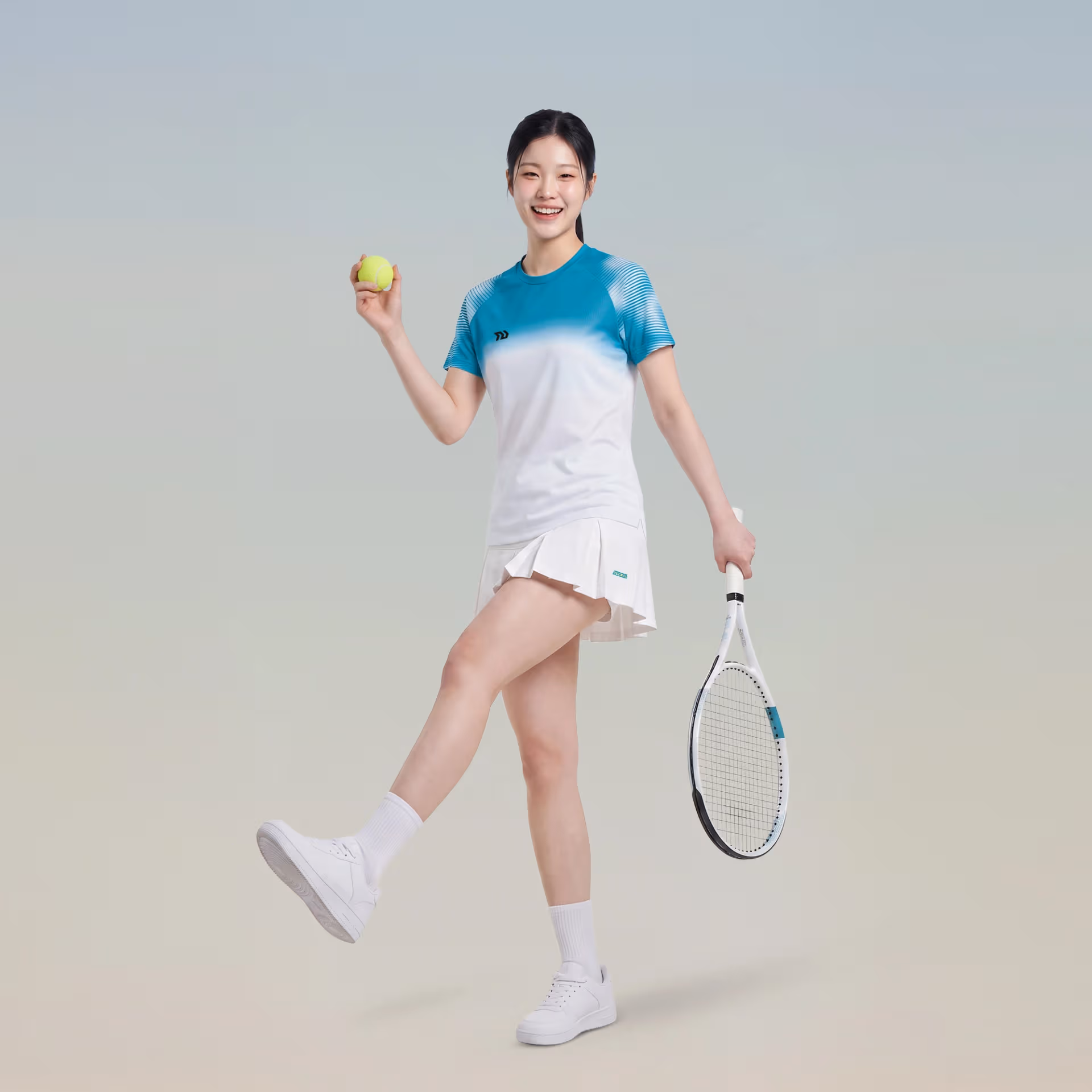 Áo thể thao Nữ Bulbal Lumar 02 Trắng Xanh Lá 6