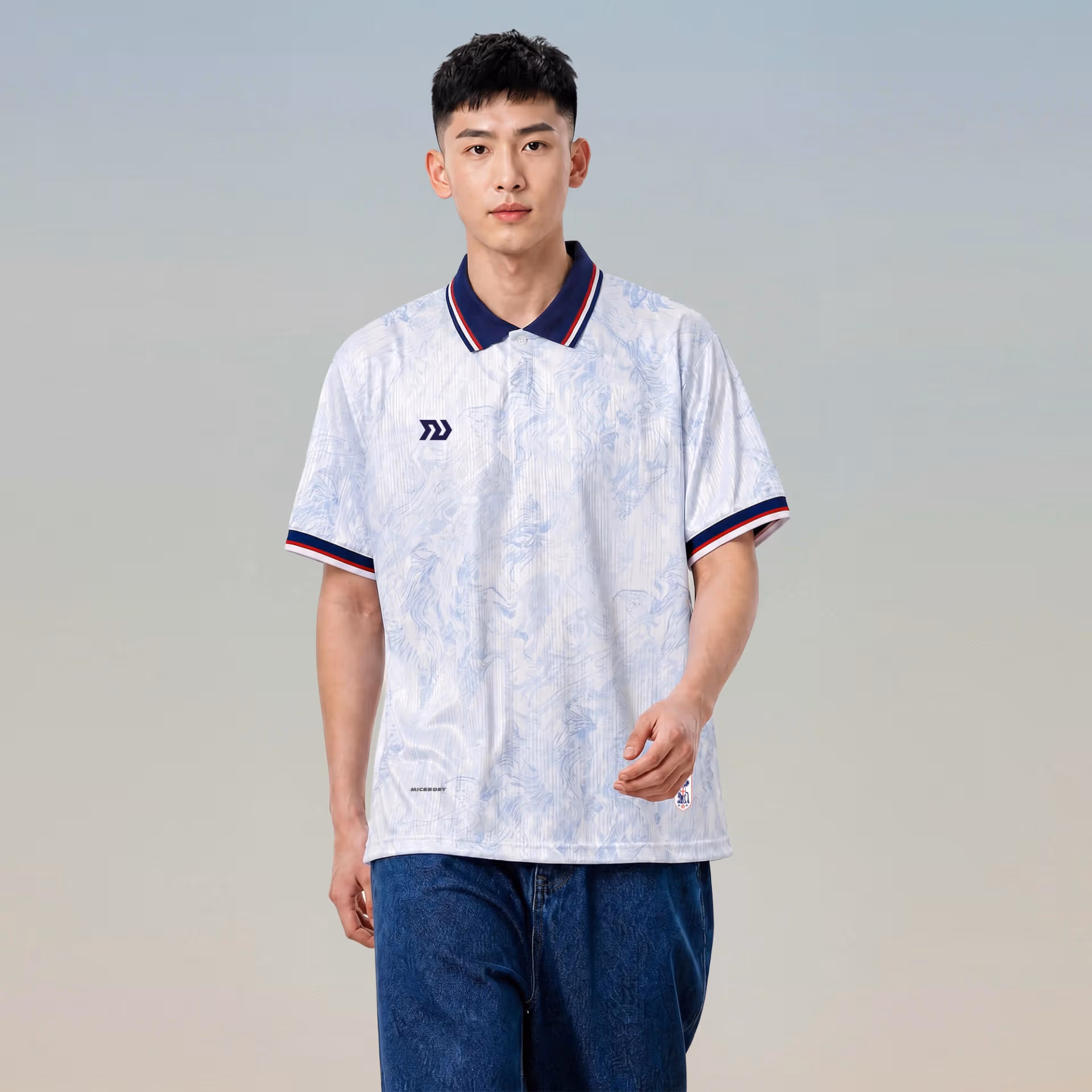 Áo Polo Bulbal Jersey WC26 Trắng Xanh 1