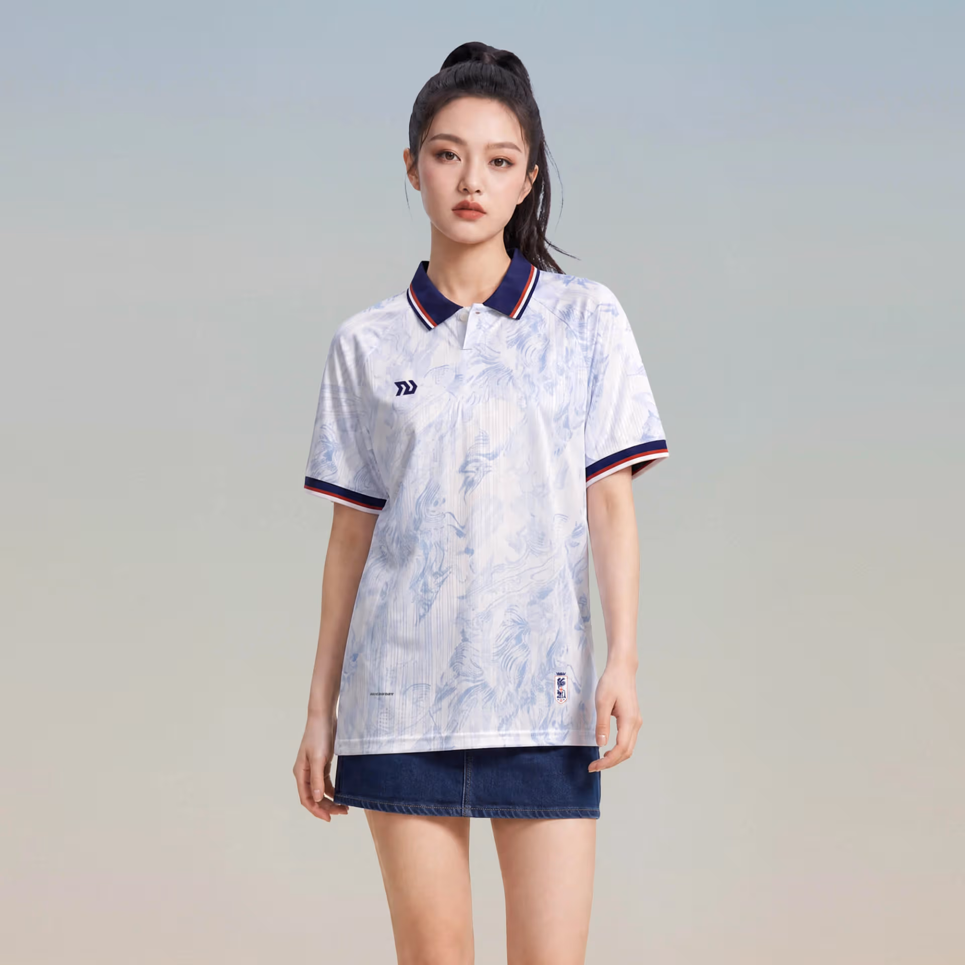 Áo Polo Bulbal Jersey WC26 Trắng Xanh 2