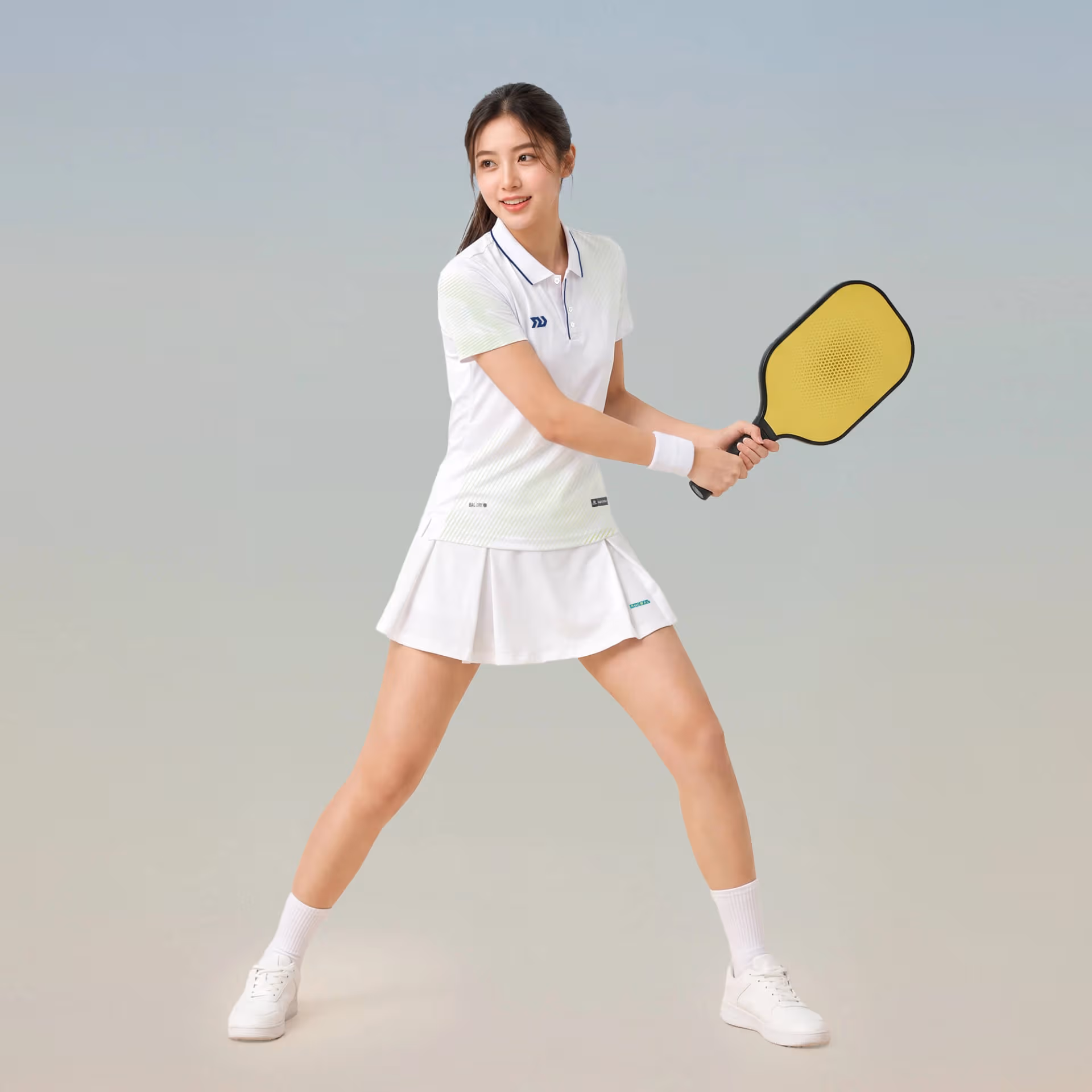 Áo thể thao cổ trụ Nữ Bulbal Draco Trắng Lá 7