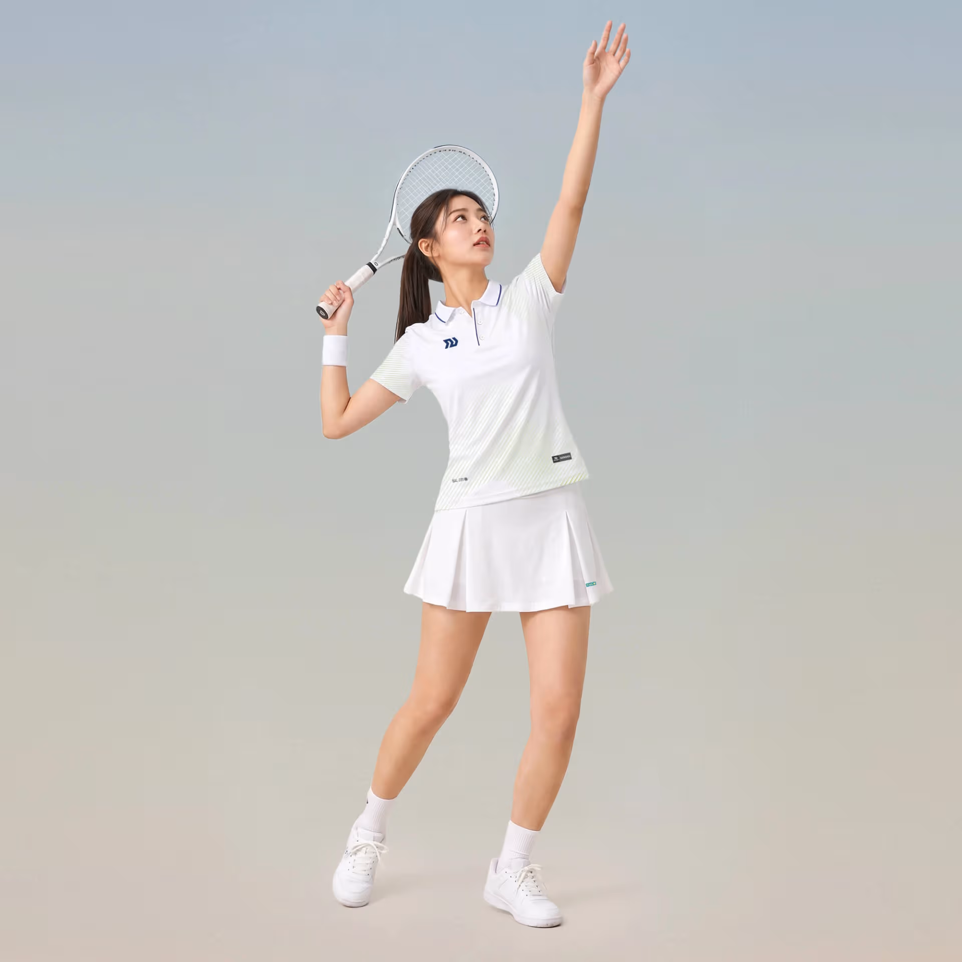Áo thể thao cổ trụ Nữ Bulbal Draco Trắng Lá 6