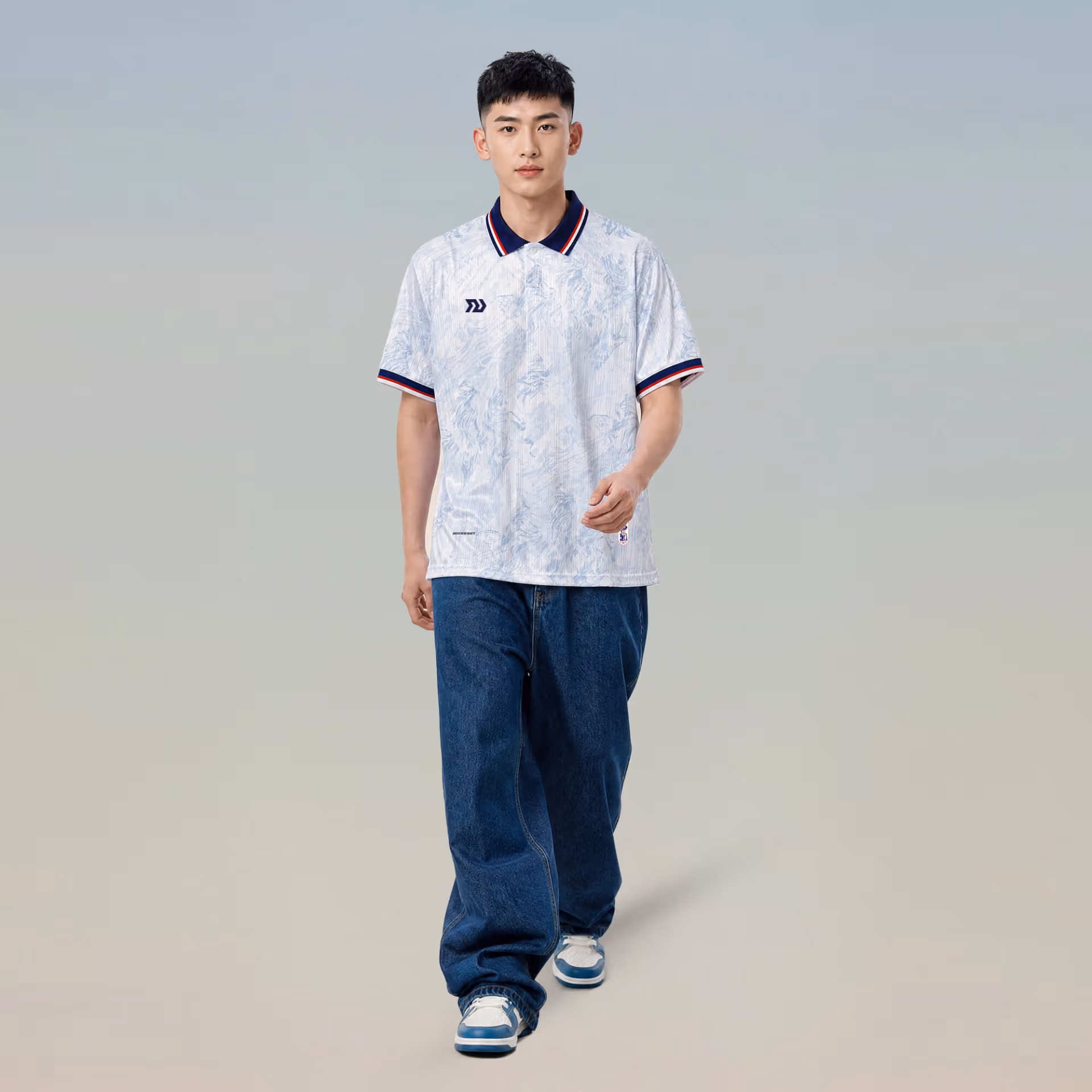 Áo Polo Bulbal Jersey WC26 Trắng Xanh 7