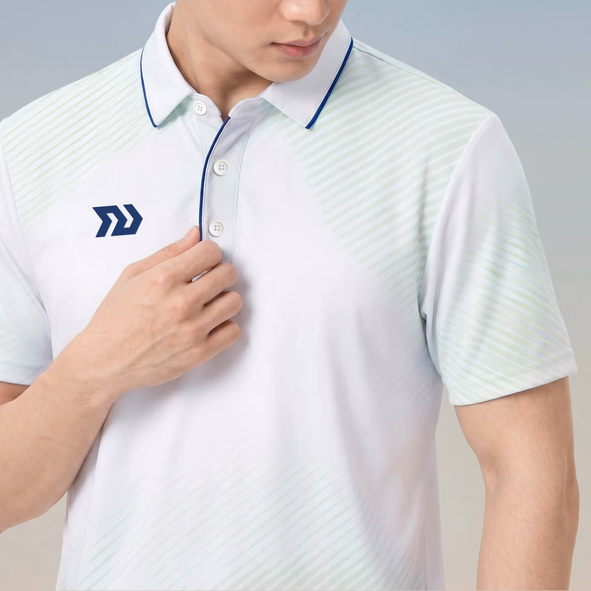 Áo thể thao cổ trụ Nam Bulbal Draco Trắng Lá 3