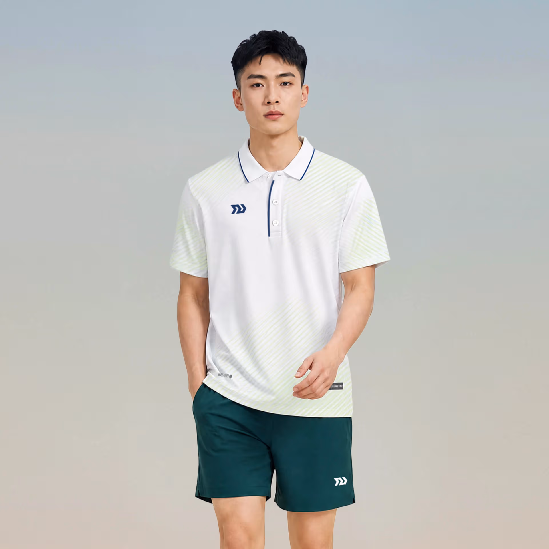 Áo thể thao cổ trụ Nam Bulbal Draco Trắng Lá 1