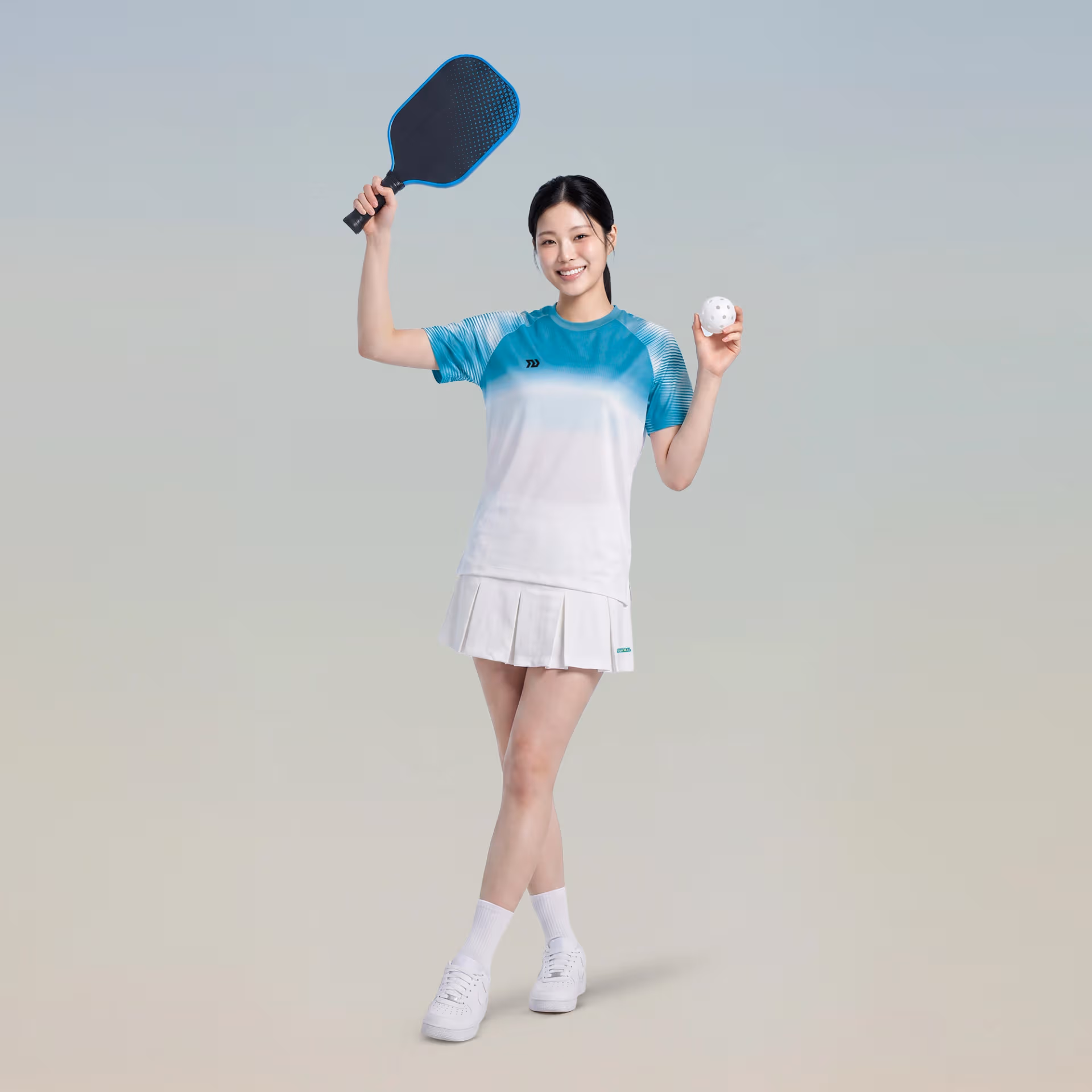 Áo thể thao Nữ Bulbal Lumar 02 Trắng Xanh Lá 7