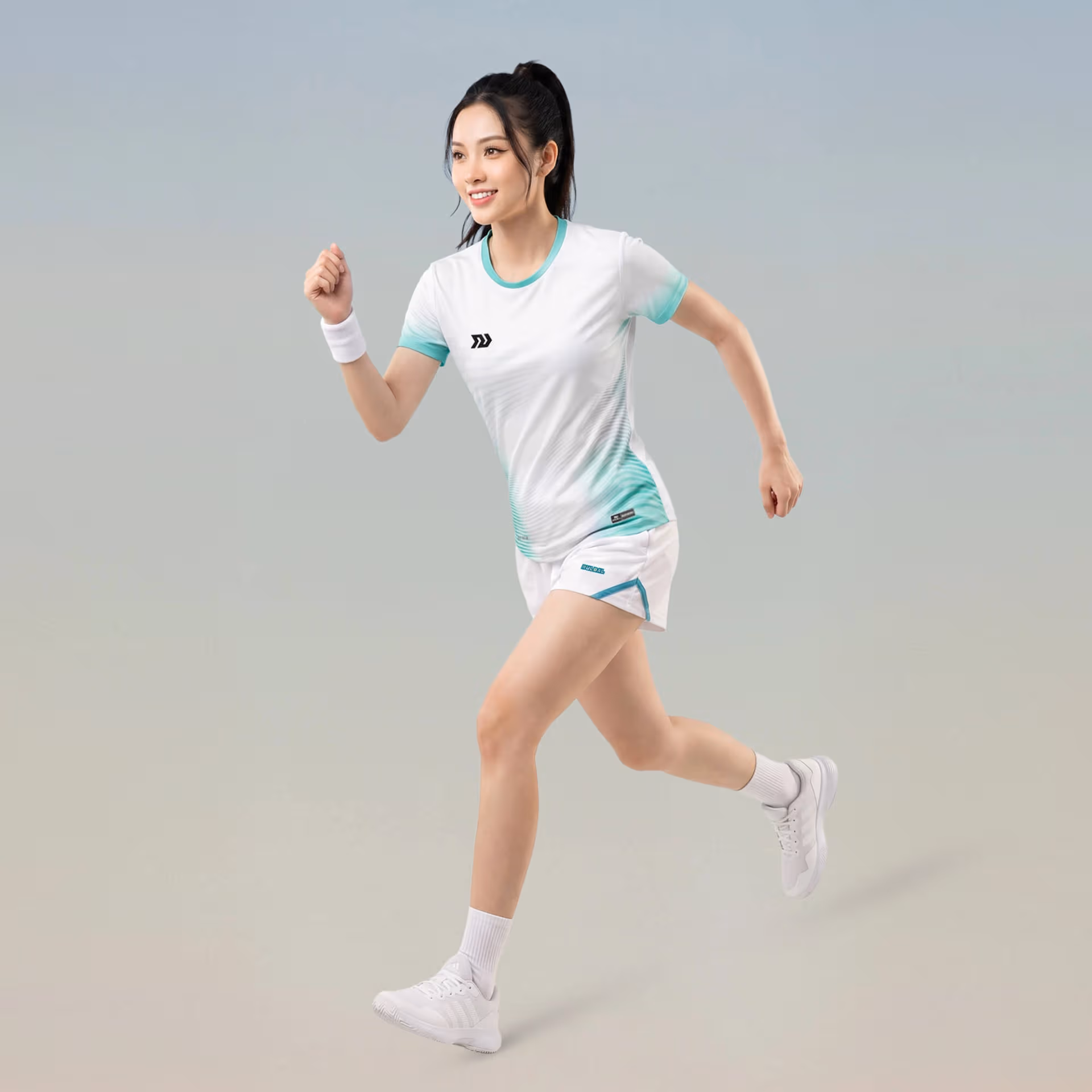 Quần Short Thể Thao Nữ Bulbal Flexo P01 Trắng Xanh 7