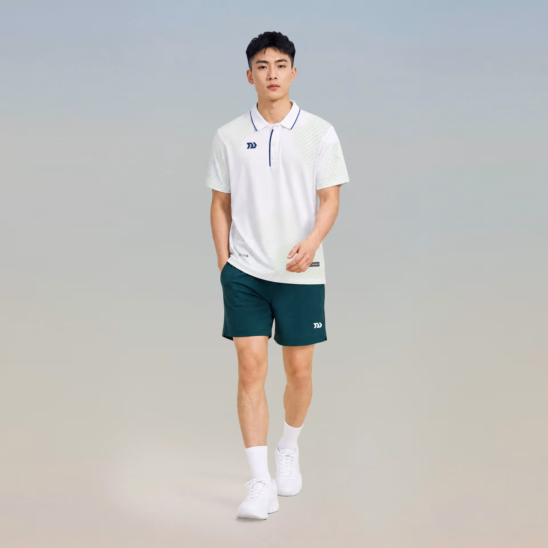 Áo thể thao cổ trụ Nam Bulbal Draco Trắng Lá 6