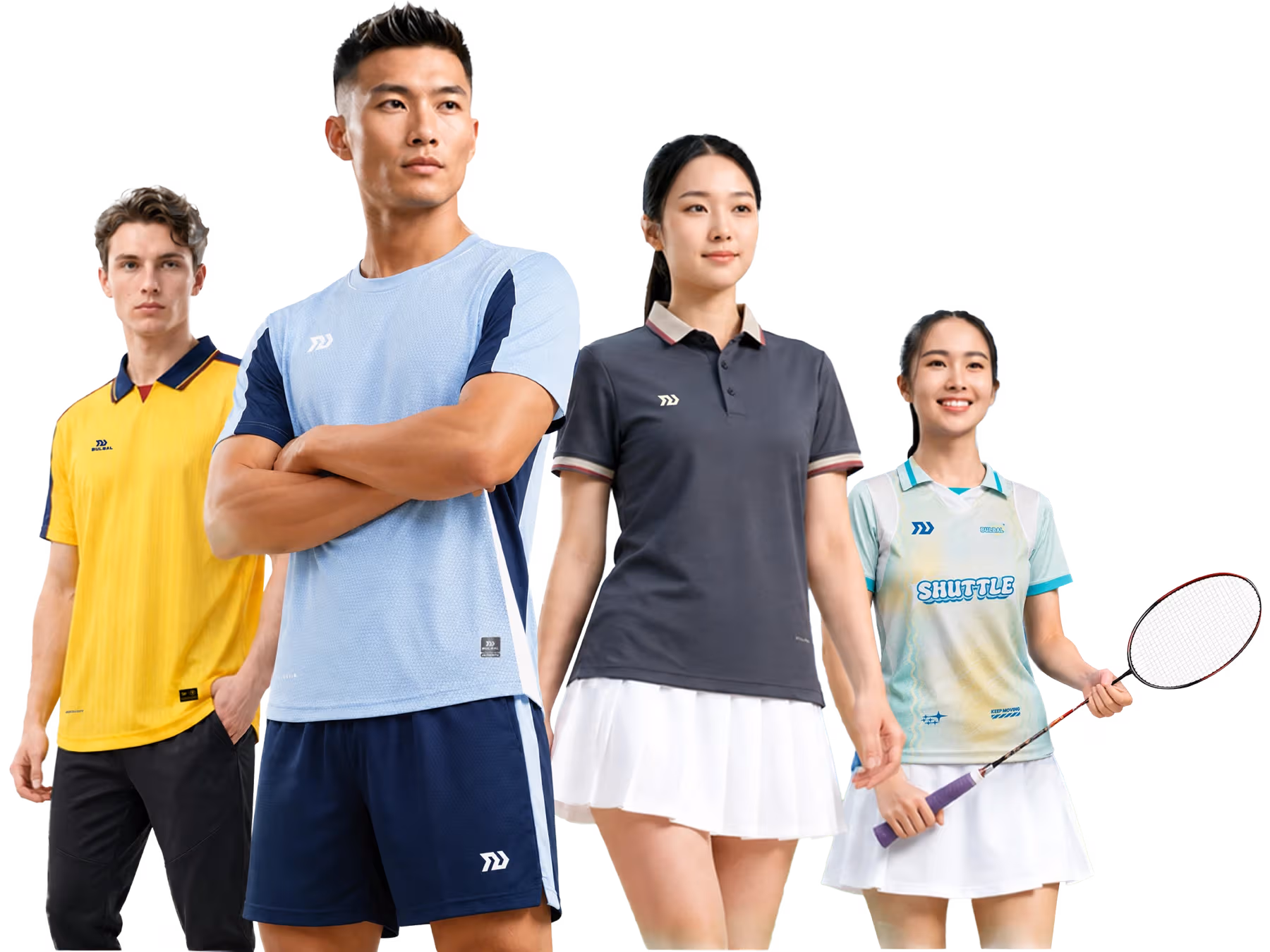 Bốn vận động viên mặc đồng phục thể thao Bulbal