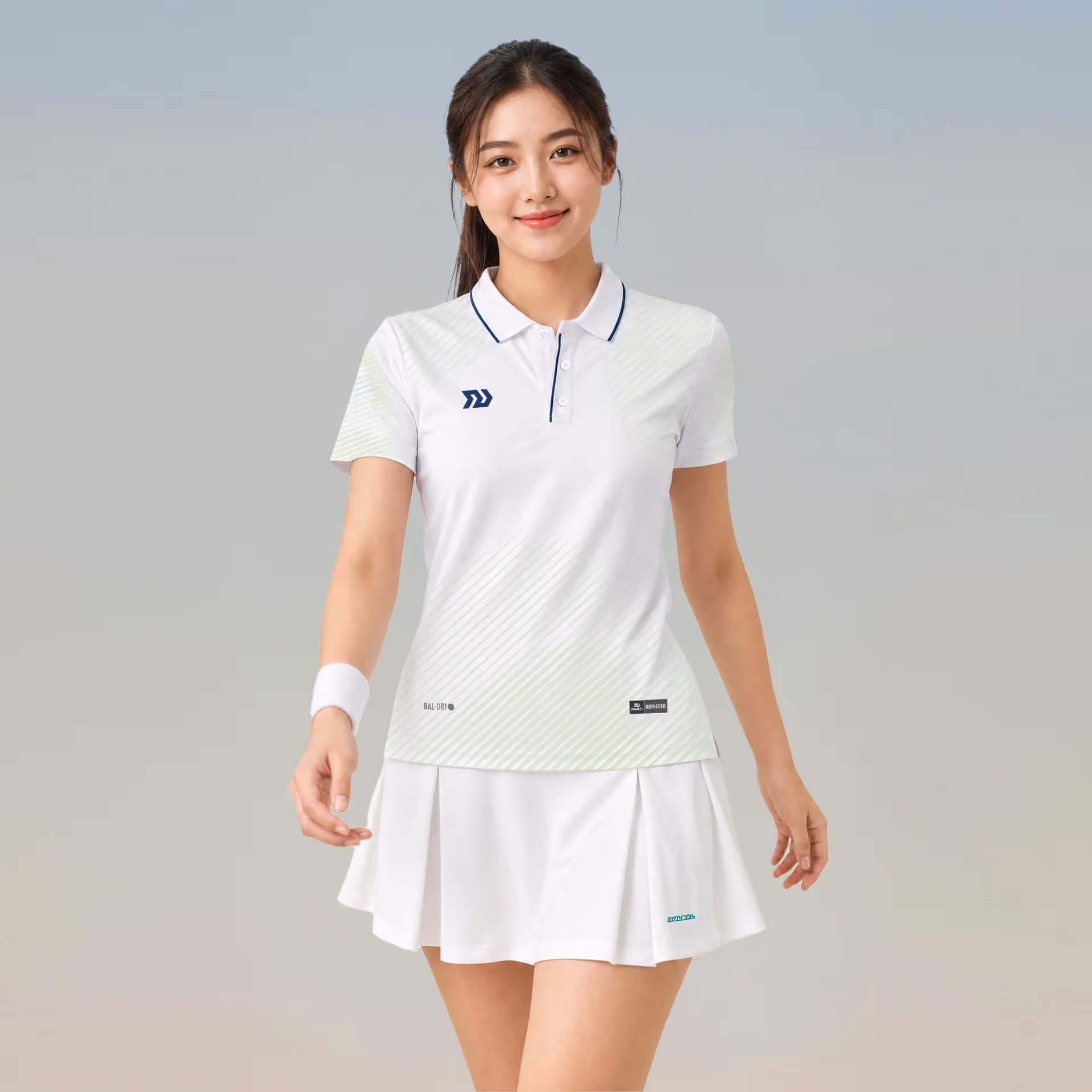 Áo thể thao cổ trụ Nữ Bulbal Draco Trắng Lá