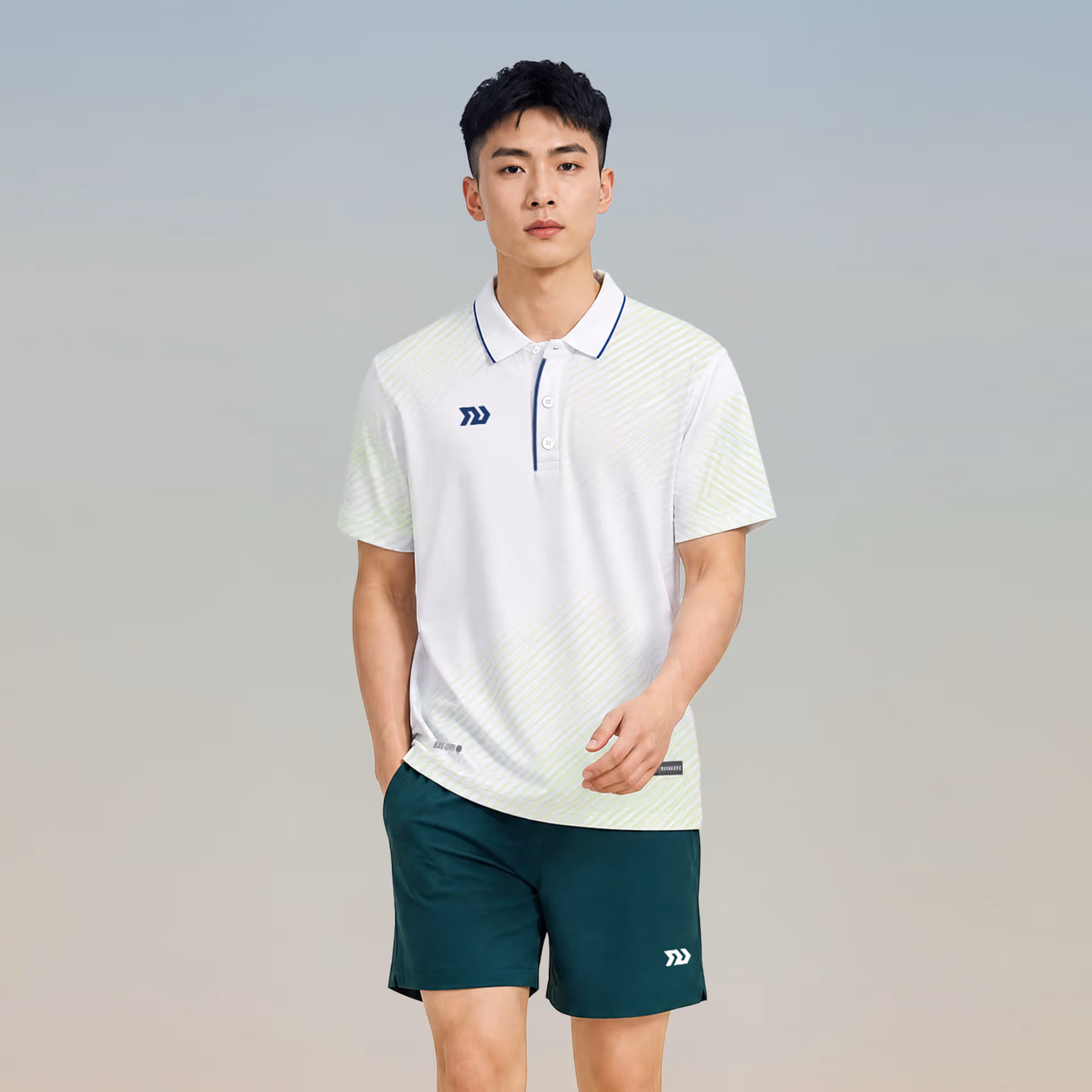 Áo thể thao cổ trụ Nam Bulbal Draco Trắng Lá