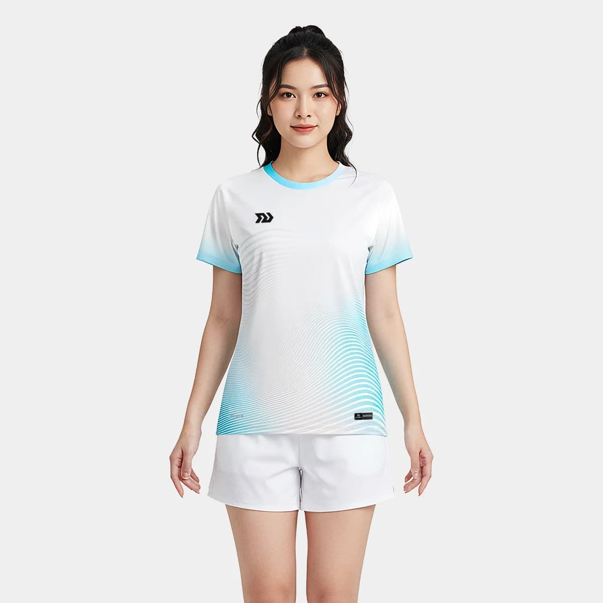 Áo Thun Thể Thao Nữ Bulbal Triblast Trắng Xanh Dương