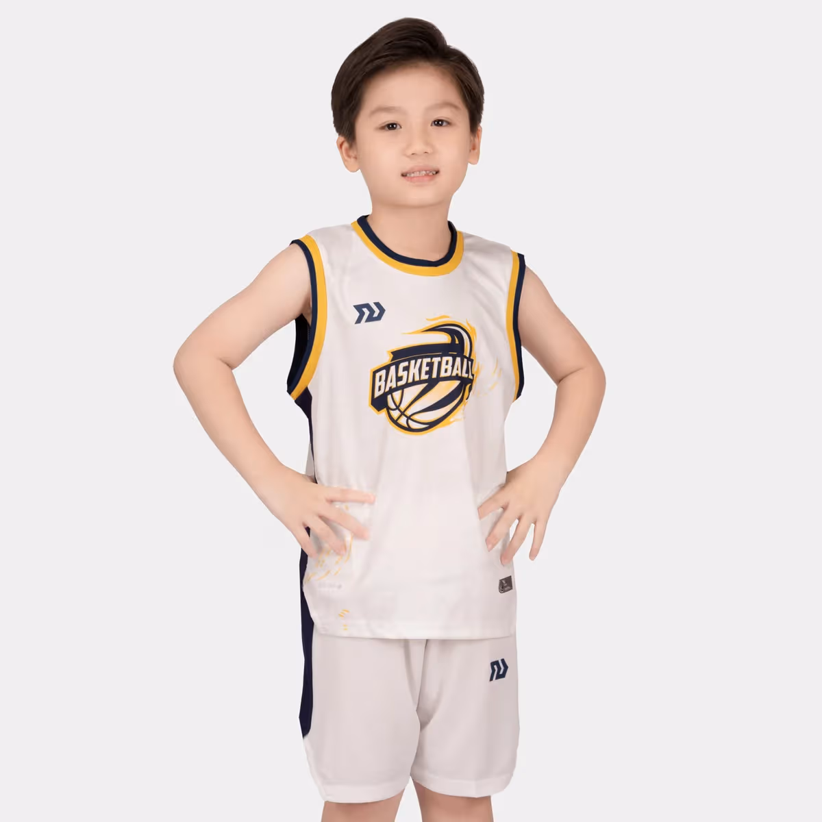 Bộ Quần áo bóng rổ trẻ em Bulbal Dynadrib BR04 Trắng