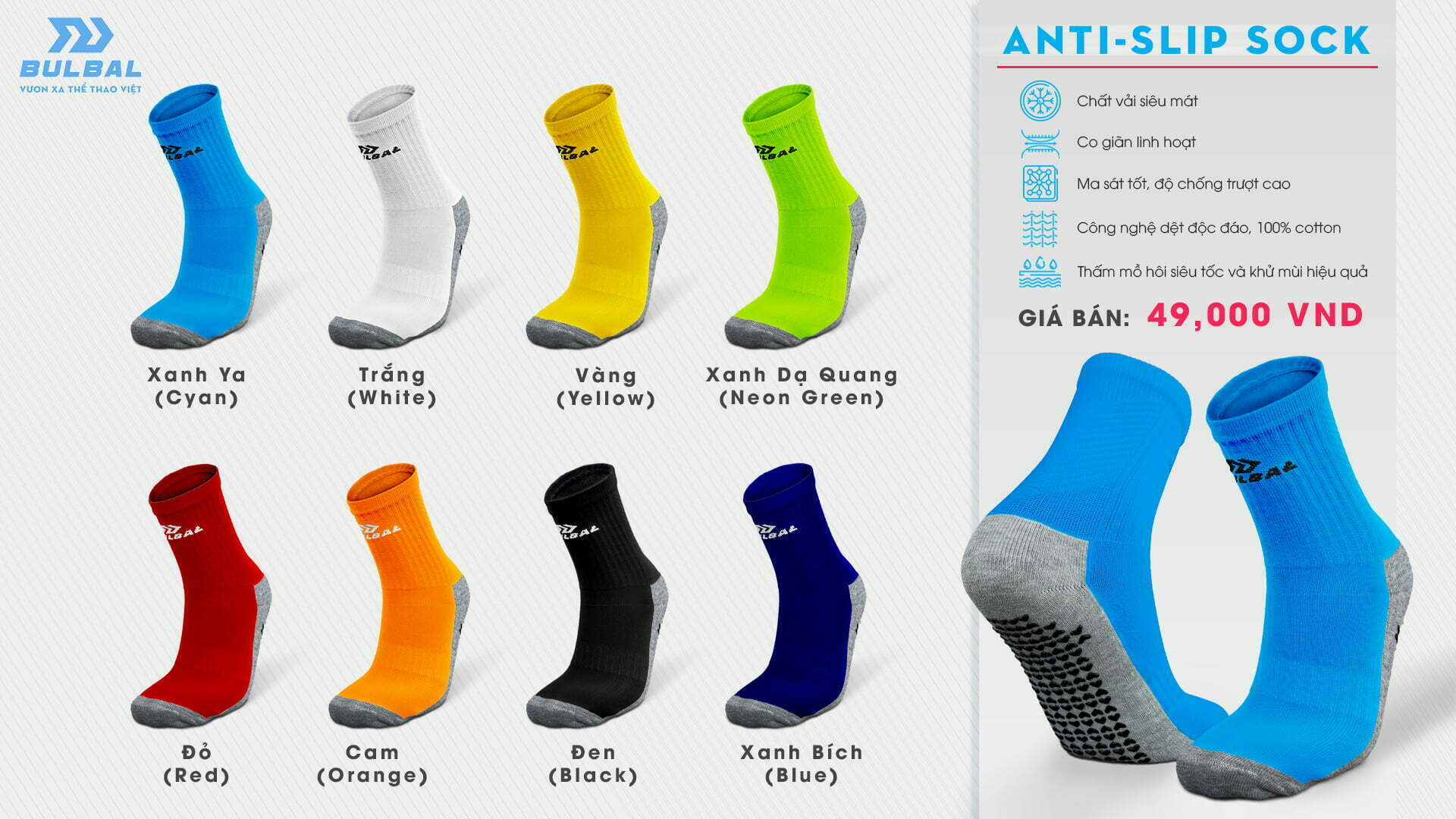 TẤT VỚ BÓNG ĐÁ BULBAL ANTI-SLIP SOCK 