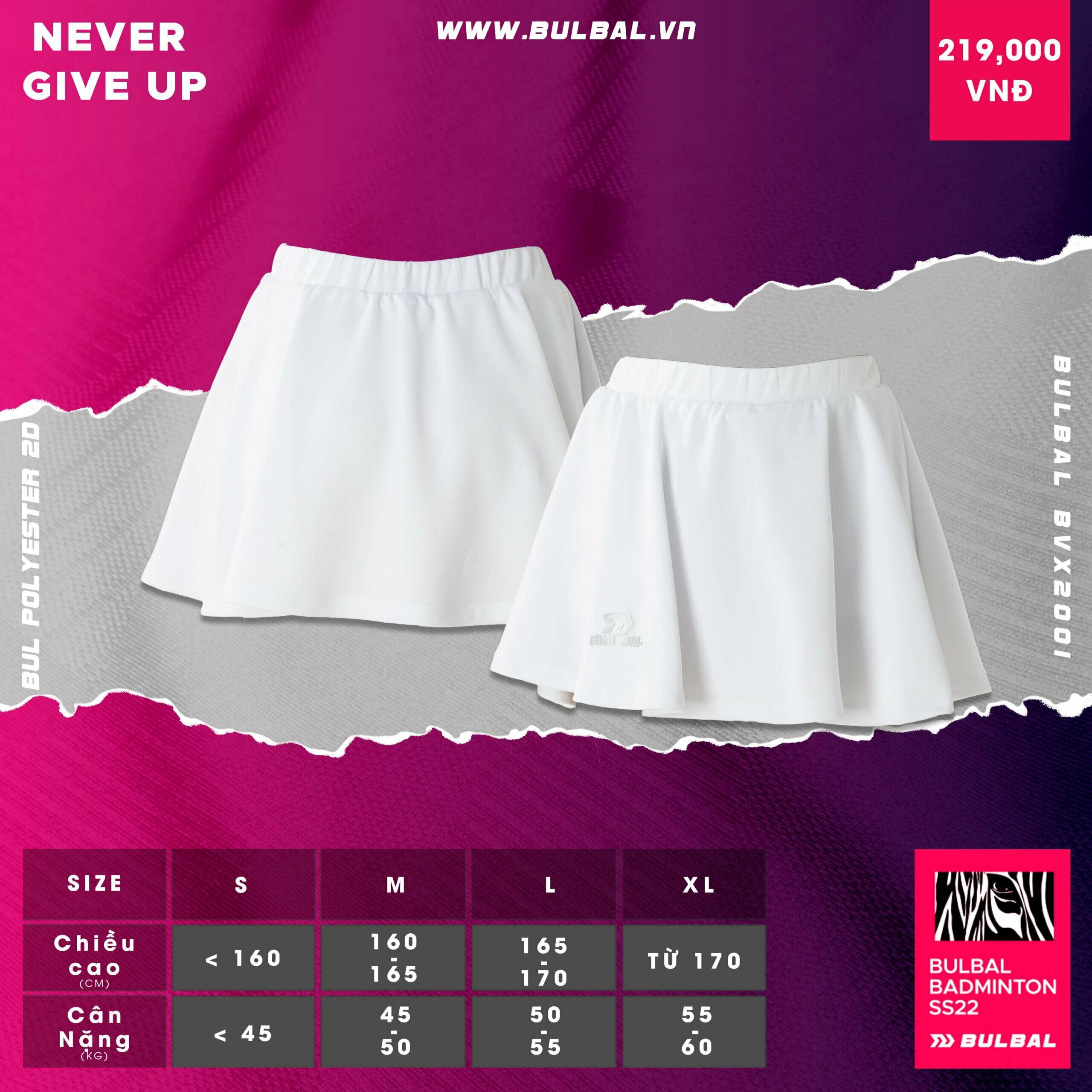 QUẦN VÁY XÒE CẦU LÔNG BULBAL BVX2001 TRẮNG